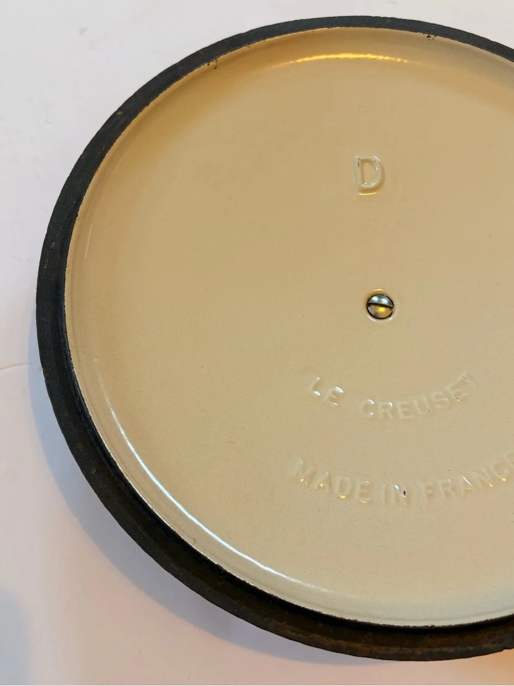 Le Creuset “D” 9” Orange Flame Volcanic Cast Iron Enamel Replacement Lid Only